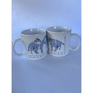 Vintage 1979 Taylor Ng Democrat Donkey Coffee Mug Blue Cream Japan Set Of 2